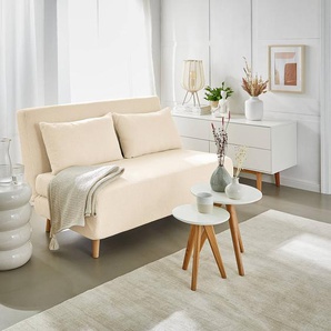 Schlafsofa Weiß Teddystoff Elani 141 x 81 x 90cm Skandi