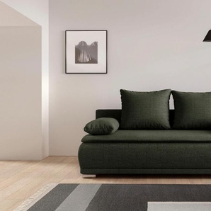 Schlafsofa WERK2 Biggi Sofas Gr. B/H/T: 206 cm x 88 cm x 91 cm, Struktur fein + weich, Schlafsofa mit Bettkasten, grün Einzelsofas