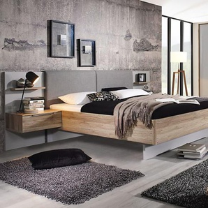 Schlafzimmer Launch, seidengrau/Sanremo Eiche hell, 180 x 200 cm, ohne Bettschubkasten, Schrank 301 x 223 cm