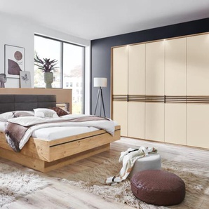 Schlafzimmer Cabrillo, sand/Balkeneiche furniert, 180 x 200 cm, Schrank 300 x 230 cm