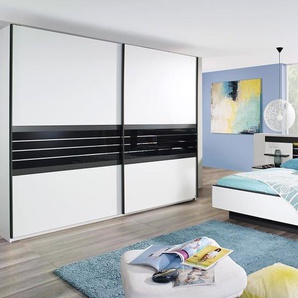 Schlafzimmer Coleen 09, weiß/graphit, 180 x 200 cm, Schrank 240 x 223 cm, mit Beleuchtung