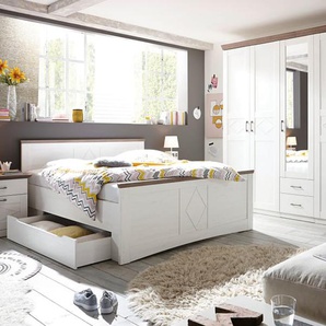 Schlafzimmer Country, weiß, Absetzungen Anderson pine trüffel, 180 x 200 cm, Schrank 256 x 229 cm