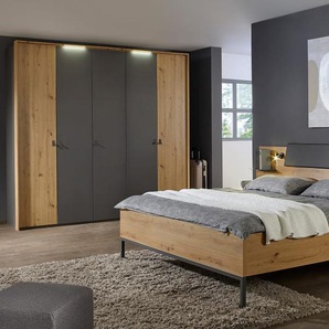 Schlafzimmer Mapy, Eiche Artisan Nachbildung/graphit, 180 x 200 cm, Schrank 251 x 223 cm