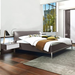 Schlafzimmer San Diego, Havanna-Nachbildung/Glas weiß, 120 x 200 cm, Schrank 300 x 236 cm