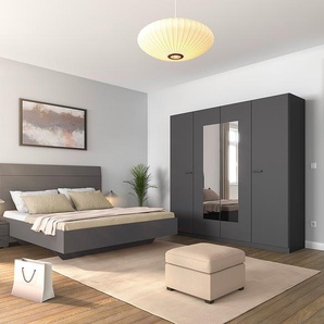 Schlafzimmer-Set mit 160er Bett 226cm Grau/Graumetallic