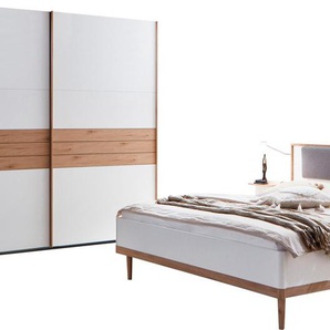 Schlafzimmer-Set FRESH TO GO Skagen Schlafzimmermöbel-Sets Gr. B/H/T: 288 cm x 96 cm x 210 cm, mit gepolsterten Kopfteilen, B/H: 180 cm x 200 cm, weiß (weiß, abgesetzt hickory, oak, nachbildung) Komplett Schlafzimmer mit oder ohne gepolsterte Kopfteile