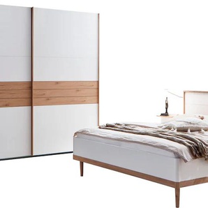Schlafzimmer-Set FRESH TO GO Skagen Schlafzimmermöbel-Sets Gr. B/H/T: 288 cm x 96 cm x 210 cm, mit Holz Kopfteil, B/H: 180 cm x 200 cm, weiß (weiß, abgesetzt hickory, oak, nachbildung) Komplett Schlafzimmer