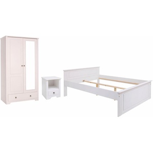 Schlafzimmer-Set HOME AFFAIRE Hugo Schlafzimmermöbel-Sets Gr. B/H: 140 cm x 200 cm, weiß Komplett Schlafzimmer