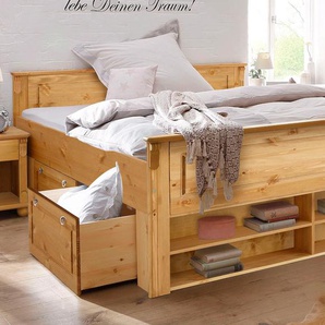 Schlafzimmer-Set HOME AFFAIRE Tessin Schlafzimmermöbel-Sets beige (natur) Komplett Schlafzimmer 3 tlg. Set bestehend aus Bett 140 cm Inkl. 2x 2er Schubkästen