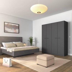 Schlafzimmer-Set mit 160er Bett 181cm Grau/Graumetallic