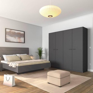 Schlafzimmer-Set mit 160er Bett 226cm Grau/Graumetallic