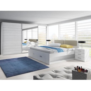 Schlafzimmer-Set 4-teilig 160 x 200cm Weiß
