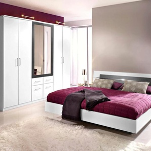 Schlafzimmer-Set RAUCH Burano Schlafzimmermöbel-Sets Gr. mit 6-trg. Schrank, schwarz-weiß (weiß, graumetallic) Komplett Schlafzimmer