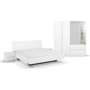 Schlafzimmer-Set RAUCH Challenger Schlafzimmermöbel-Sets Gr. Bett 160 x 200 cm-Schrank 4-trg. Höhe 197 cm + ohne Matratze, B/H: 160 cm x 200 cm, weiß (alpinweiß) Komplett Schlafzimmer