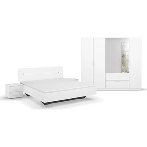 Schlafzimmer-Set RAUCH Challenger Schlafzimmermöbel-Sets Gr. Bett 160 x 200 cm-Schrank 5-trg. Höhe 197 cm + ohne Matratze, B/H: 160 cm x 200 cm, weiß (alpinweiß) Komplett Schlafzimmer