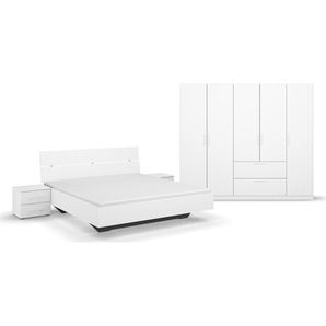 Schlafzimmer-Set RAUCH Challenger Schlafzimmermöbel-Sets Gr. Bett 180 x 200 cm-Schrank 5-trg. Höhe 197 cm + ohne Matratze, B/H: 180 cm x 200 cm, weiß (alpinweiß) Komplett Schlafzimmer