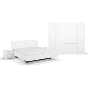 Schlafzimmer-Set RAUCH Challenger Schlafzimmermöbel-Sets Gr. Bett 180 x 200 cm-Schrank 5-trg. Höhe 210 cm + ohne Matratze, B/H: 180 cm x 200 cm, weiß (alpinweiß) Komplett Schlafzimmer