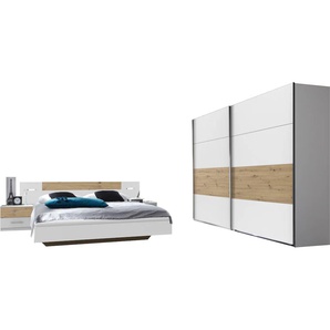 Schlafzimmer-Set WIMEX Angie Schlafzimmermöbel-Sets Gr. Set mit Schwebetürenschrank Breite 225 cm, Bett Liegefläche 160, B: 160 cm, weiß (weiß, artisaneichefarben) Komplett Schlafzimmer