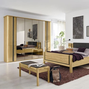 Schlafzimmer Sorrent in Eiche massiv/Schiefer-Nachbildung, 180 x 200 cm, Schrank 300 x 236 cm