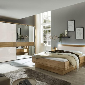 Schlafzimmer Wega Plus, Bianco-Eiche teilmassiv, 180 x 200 cm, Schrank 300 x 217 cm