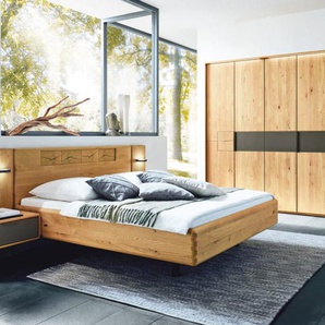 Schlafzimmer WSM 1600, Wildeiche massiv/cubanit, 180 x 200 cm, Schrank 302 x 223 cm