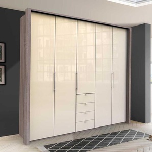 Schlafzimmerkleiderschrank 3 türig mit Schubladen glasbeschichtet
