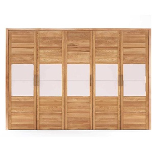 Schlafzimmerschrank massiv aus Wildeiche & Glas 5 Drehtüren