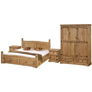 Schlafzimmerset 180 x 200cm Braun/Beige/Kiefer Natur