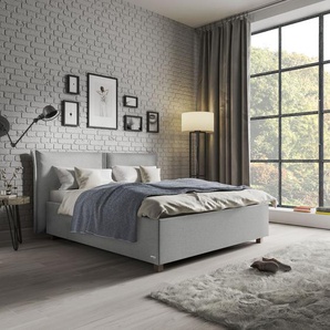 Polsterbett SCHLARAFFIA Cavalli Betten Gr. Webstoff SECRET, Liegefläche B/L: 140 cm x 200 cm Betthöhe: 40 cm, kein Härtegrad, keine Matratze, silberfarben (silver) Polsterbetten ohne Bettkasten Betten Holzfuß Nussbaum