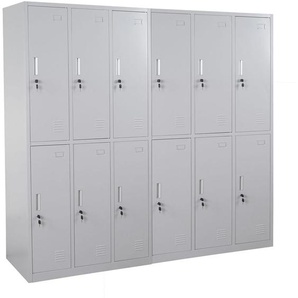 Schließfach Preston T829, Schließfachschrank Wertfachschrank Spind, Metall 12 Fächer grau