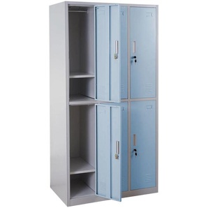 Schließfach Preston T829, Schließfachschrank Wertfachschrank Spind, Metall 6 Fächer blau