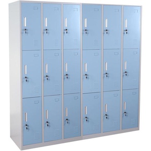 Schließfach Preston T829, Schließfachschrank Wertfachschrank Spind, Metall 9 Fächer, blau