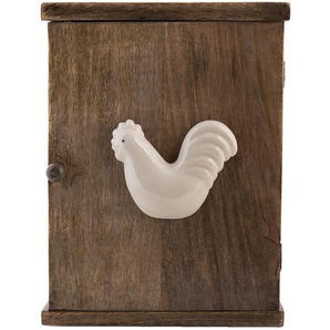 Clayre & Eef Schlüsselkasten 23x8x30 cm Braun Holz Rechteck Hahn Schlüsselhalter