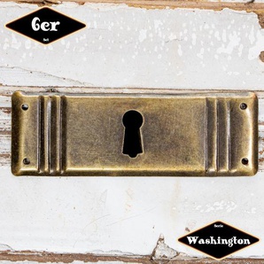 Schlüsselplatte,Serie Washington,6er Pack | Eisen in Messing pat.| H3,3xB9,8cm