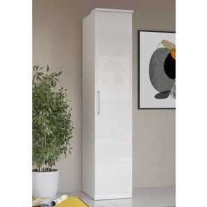 Schmaler Schlafzimmerkleiderschrank in Weiß Hochglanz Front