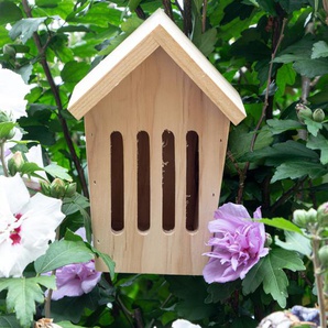 Schmetterlingshaus, bemalbar | Holz, beige  | H 19,5 x B 13,5 cm