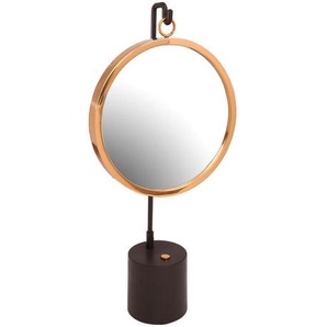 Schminkspiegel, Schwarz, Gold, Metall, Glas, rund, 30x65x13 cm, Schlafzimmer, Spiegel, Schmink- & Kosmetikspiegel