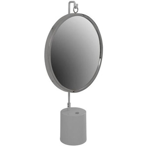 Schminkspiegel, Silber, Weiß, Metall, Glas, rund, 41x75x14 cm, Schlafzimmer, Spiegel, Schmink- & Kosmetikspiegel