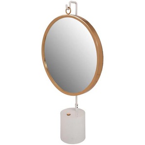 Schminkspiegel, Weiß, Gold, Metall, Glas, rund, 41x75x14 cm, Schlafzimmer, Spiegel, Schmink- & Kosmetikspiegel