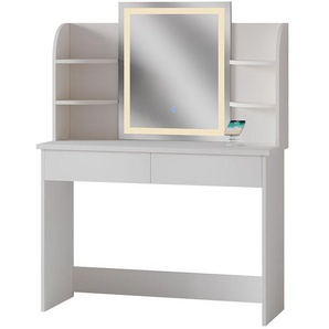 Schminktisch Charlotte, Weiß, 106 cm mit LED-Spiegel und QI-Ladestation Vicco