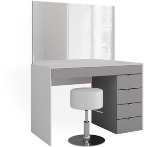 Schminktisch Elise, Weiß/Grau/Grau, 115 cm mit Hocker Vicco