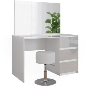 Schminktisch Marla, Weiß Hochglanz, 120 cm mit Spiegel und Hocker Vicco