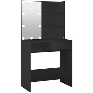 Schminktisch mit LED-Leuchten Schwarz 74,5x40x141 cm