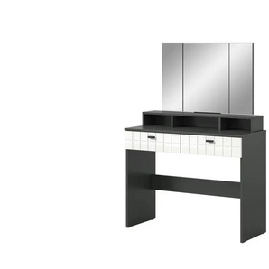 Schminktisch mit Spiegel - grau - Materialmix - 100 cm - 42 cm | Möbel Kraft