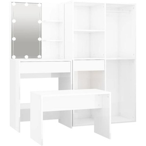 vidaXL Schminktisch-Set mit LED Hochglanz-Weiß Holzwerkstoff