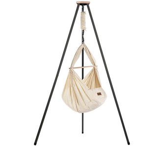 Schmusewolke Federwiege Stoff Beige, Anthrazit, Beige, Holz, Metall, Textil, Buche, 150x150 cm, Deckenmontage möglich, Feder mit Sicherheitsseil,