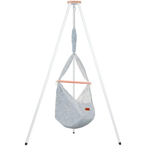 Schmusewolke Federwiegenset Federwiege Dreamcatcher BabyBlue Tipi Weiß , Blau, Weiß, Beige , Holz, Metall, Textil , Buche , 150x224 cm , Deckenmontage möglich, Feder mit Sicherheitsseil , Babymöbel, Babybetten, Stubenwagen & Wiegen, Federwiegen