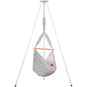 Schmusewolke Federwiegenset Federwiege Dreamcatcher WarmGrey Tipi Weiß , Grau, Weiß, Beige , Holz, Metall, Textil , Buche , 150x224 cm , Deckenmontage möglich, Feder mit Sicherheitsseil , Babymöbel, Babybetten, Stubenwagen & Wiegen, Federwiegen