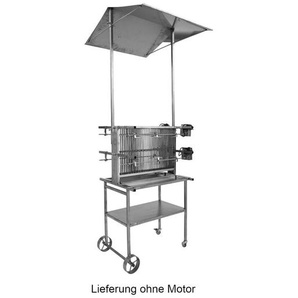 Schneider fahrbarer Vertikalgrill mit Dach Gesundheitsgrill 4-fach Edelstahl 66 cm breit Grillspieß
