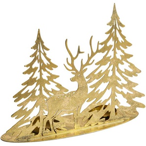 Kerzenhalter SCHNEIDER Weihnachtsdeko Gr. B/H/T: 25,00 cm x 20,00 cm x 8,00 cm, goldfarben Fensterdeko Windlichter Laternen für zwei Stumpenkerzen oder Teelichter